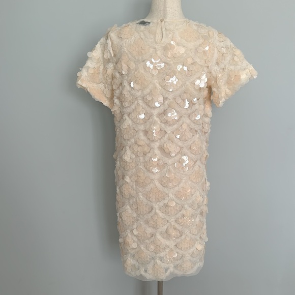 Zara Cream Giant Sequin Dress Size Medium Mermaid Vibes - Picture 6 of 8